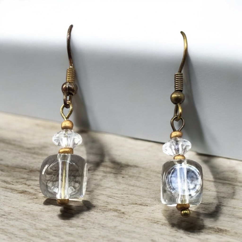Handcrafted Glass Lampwork Bead Earrings | Gold, Bronze And Glass Beads Handmade